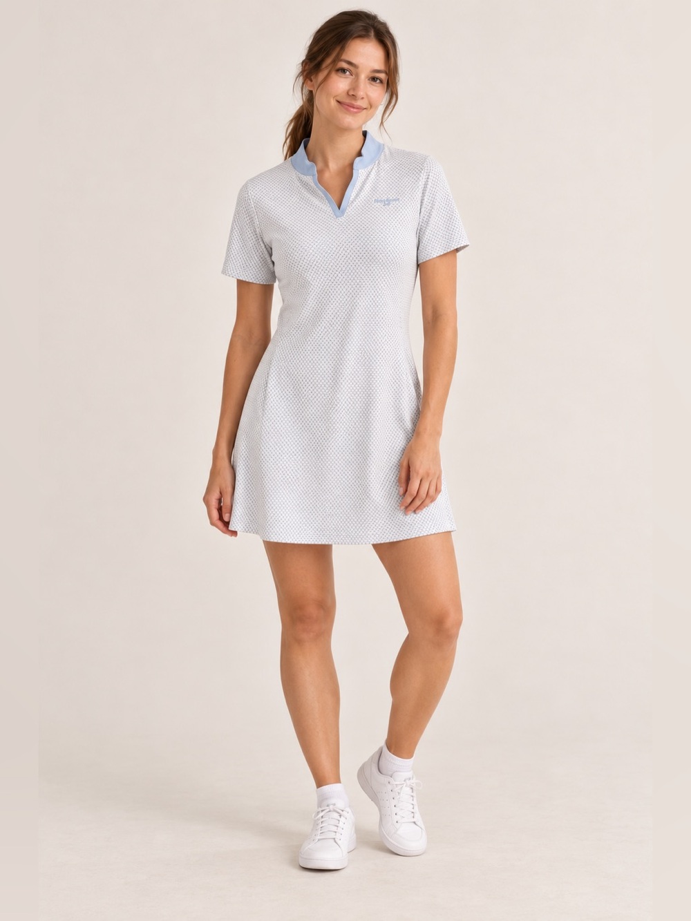 Richer Poorer Golf Blue White Printed Short Sleeve Athletic Dress M